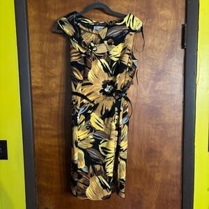 Dress Barn Dressbarn Yellow And Black Floral Dress Sz 12 BNWT